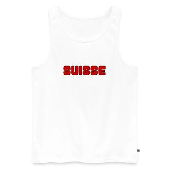 SUISSE. PAYS. GENEVE. SUISSE. HUMOUR. PAYS - Débardeur bio Premium Homme - blanc - Devant - Michal (187cm)