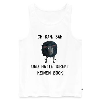 Schwarzes Schaf - Ich kam, sah, hatte keinen Bock - Männer Premium Bio Tank Top - Weiß - Vorne - Michal (187cm)