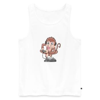 Affe spielt Videospiele - Männer Premium Bio Tank Top - Weiß - Vorne - Michal (187cm)