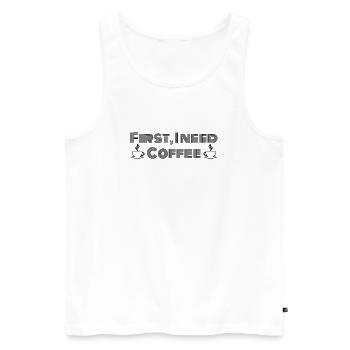 Zuerst brauche ich Kaffee - Männer Premium Bio Tank Top - Weiß - Vorne - Michal (187cm)