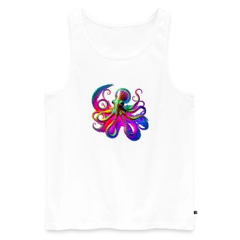 Psychedelischer Neon-Oktopus - Männer Premium Bio Tank Top - Weiß - Vorne - Michal (187cm)