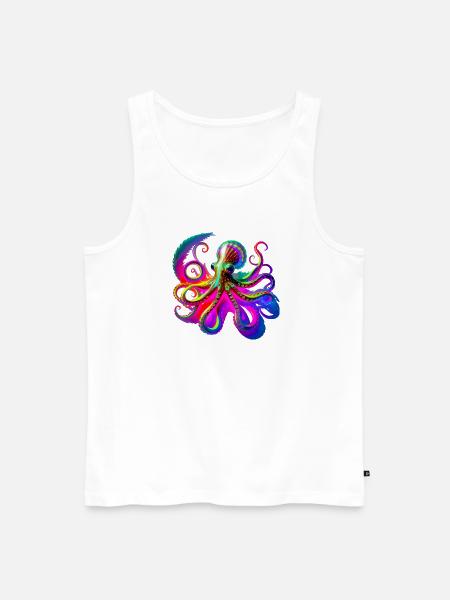 Psychedelic Neon Octopus - Men's Premium Organic Tank Top - white