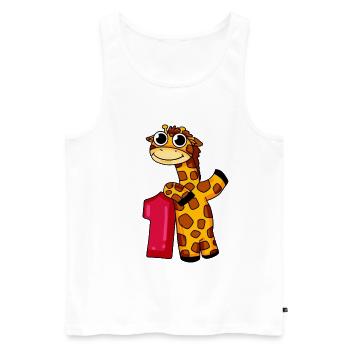 1er cadeau d'anniversaire girafe 1ère classe - Débardeur bio Premium Homme - blanc - Devant - Michal (187cm)
