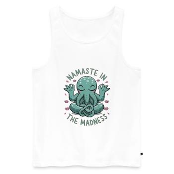 Namaste In The Madness - Men's Premium Organic Tank Top - white - Front - Michal (187cm)