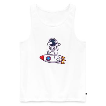 Rakete - Männer Premium Bio Tank Top - Weiß - Vorne - Michal (187cm)