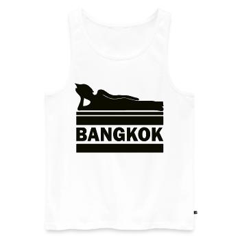 Bangkok Bouddha Thaïlande Temple Wat Pho Souvenir TH - Débardeur bio Premium Homme - blanc - Devant - Michal (187cm)