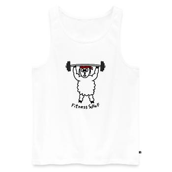 Fitness ScHoF - Männer Premium Bio Tank Top - Weiß - Vorne - Michal (187cm)