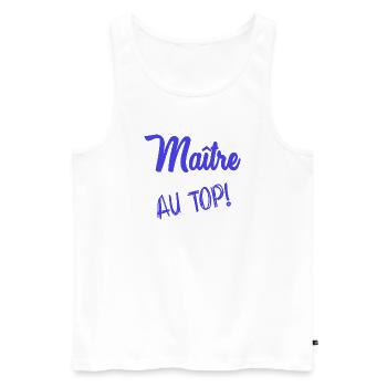 MEISTER. MEISTER. HUMOR - Männer Premium Bio Tank Top - Weiß - Vorne - Michal (187cm)