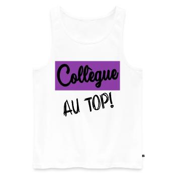 RUHESTAND. RUHESTAND. PENSIONIERT. RUHESTAND - Männer Premium Bio Tank Top - Weiß - Vorne - Michal (187cm)