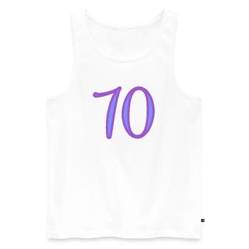 70. 70 JAHRE. 70-JÄHRIGES JUBILÄUM. 70-JÄHRIGES JUBILÄUM. - Männer Premium Bio Tank Top - Weiß - Vorne - Michal (187cm)