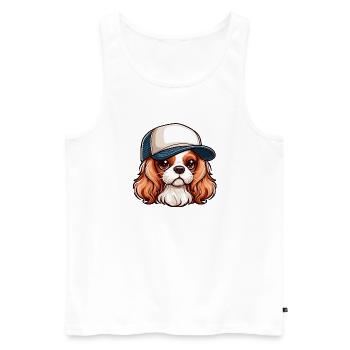 Chien Cavalier King Charles chien - casquette - Débardeur bio Premium Homme - blanc - Devant - Michal (187cm)
