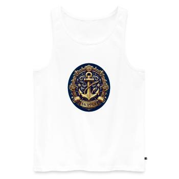 Skipper Logo - Men's Premium Organic Tank Top - white - Front - Michal (187cm)