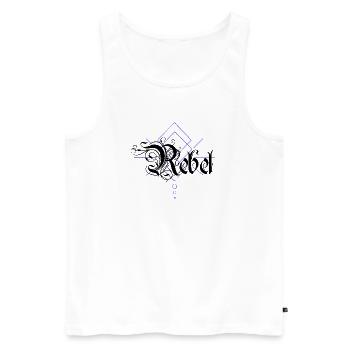 Rebel - Männer Premium Bio Tank Top - Weiß - Vorne - Michal (187cm)