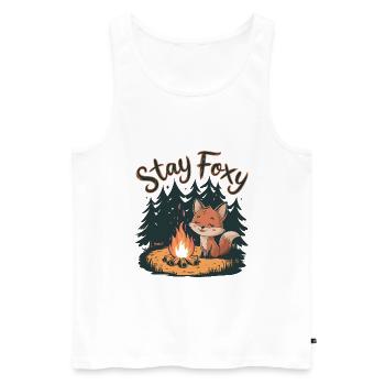 Restez Foxy - Débardeur bio Premium Homme - blanc - Devant - Michal (187cm)