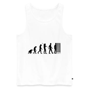 Evolution Barcode - Vom Affen zum Strichcode - Männer Premium Bio Tank Top - Weiß - Vorne - Michal (187cm)