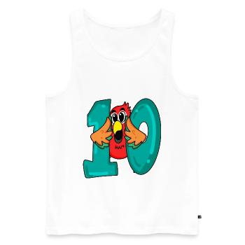 10 anniversaire - oiseau perroquet avec le numéro 10 - Débardeur bio Premium Homme - blanc - Devant - Michal (187cm)