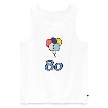 80. 80 ANS. 80e ANNIVERSAIRE. ANNIVERSAIRE 80 ANS. - Débardeur bio Premium Homme - blanc - Devant - Michal (187cm)