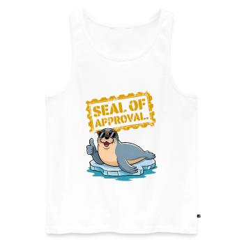 Sceau d’approbation - Débardeur bio Premium Homme - blanc - Devant - Michal (187cm)