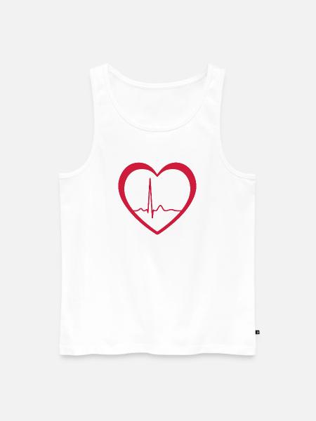 Heartbeat ECG Line Medical Pulse Wave Icon Vector - Men's Premium Organic Tank Top - white