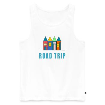 LEBEN SIE DEN URLAUB. FERIEN. SCHÖNE FERIEN - Männer Premium Bio Tank Top - Weiß - Vorne - Michal (187cm)