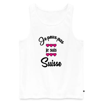 SUISSE. HUMOUR. PAYS. DRAPEAU. GENEVE. LAUSANNE - Débardeur bio Premium Homme - blanc - Devant - Michal (187cm)