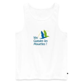 Charentes Maritimes - Vos Gueules Les Mouettes ! - Débardeur bio Premium Homme - blanc - Devant - Michal (187cm)