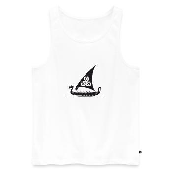 Voile de navire viking Triskel - Débardeur bio Premium Homme - blanc - Devant - Michal (187cm)