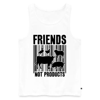 VEGAN FRIENDS NOT FOOD BARCODE - Männer Premium Bio Tank Top - Weiß - Vorne - Michal (187cm)