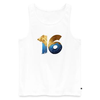 NR. 16 NUMMER 16 COOL 16. GEBURTSTAG - Männer Premium Bio Tank Top - Weiß - Vorne - Michal (187cm)