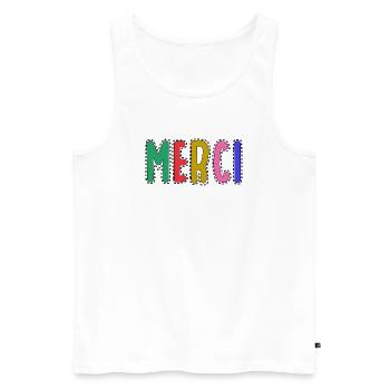 MERCI. MAÎTRESSE. MAÎTRE. MERCI MAÎTRESSE - Débardeur bio Premium Homme - blanc - Devant - Michal (187cm)