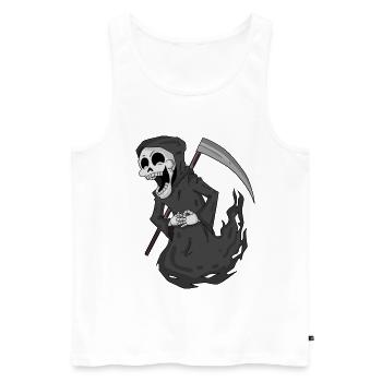 Sensenmann lacht lustig - Männer Premium Bio Tank Top - Weiß - Vorne - Michal (187cm)
