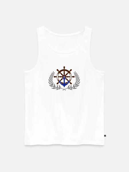 Anker Steuerrad Lorbeer - Männer Premium Bio Tank Top - Weiß