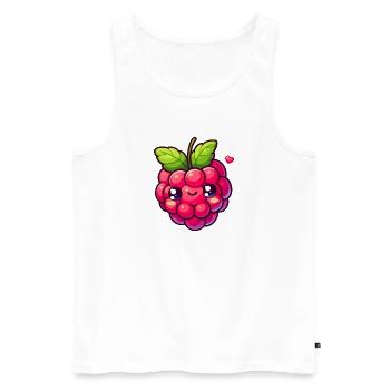 Himbeere - Herz - Männer Premium Bio Tank Top - Weiß - Vorne - Michal (187cm)