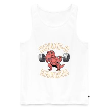 Squat-O Saurus - Men's Premium Organic Tank Top - white - Front - Michal (187cm)