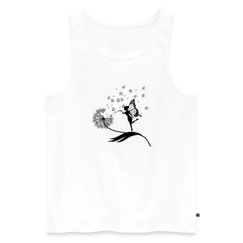 Papillons design puste fleurs prairie coeurs fées - Débardeur bio Premium Homme - blanc - Devant - Michal (187cm)