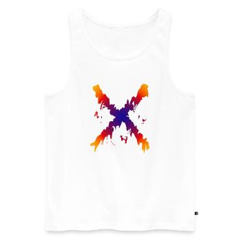 Regenbogen X Farbfluss Muster - Männer Premium Bio Tank Top - Weiß - Vorne - Michal (187cm)