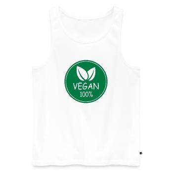 vegan 100% - Männer Premium Bio Tank Top - Weiß - Vorne - Michal (187cm)