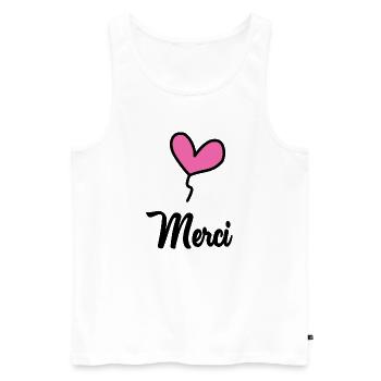 MERCI. MAÎTRESSE. MAÎTRE. MERCI MAÎTRESSE - Débardeur bio Premium Homme - blanc - Devant - Michal (187cm)