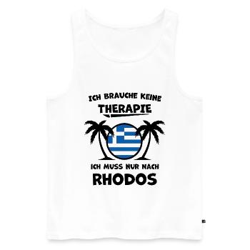 Rhodos Griechenland – Urlaub & Erinnerungen - Männer Premium Bio Tank Top - Weiß - Vorne - Michal (187cm)