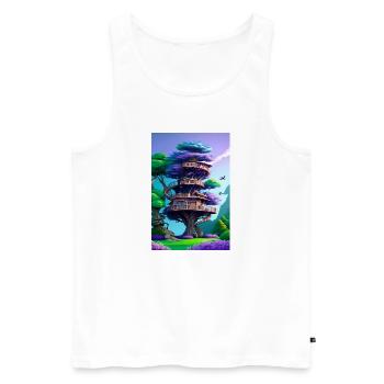 Treehouse Purple - Männer Premium Bio Tank Top - Weiß - Vorne - Michal (187cm)