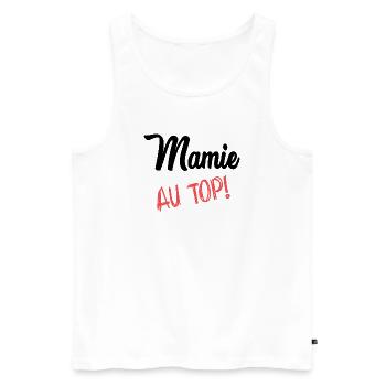 MAMIE. FÊTE DES MÈRES. BONNE FÊTE MAMIE - Débardeur bio Premium Homme - blanc - Devant - Michal (187cm)