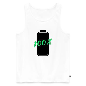 Battery has 100% full energy - Men's Premium Organic Tank Top - white - Front - Michal (187cm)