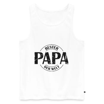 Bester Papa der Welt - Männer Premium Bio Tank Top - Weiß - Vorne - Michal (187cm)
