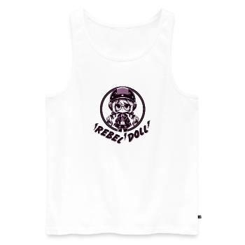 Rebellische Puppe - Männer Premium Bio Tank Top - Weiß - Vorne - Michal (187cm)