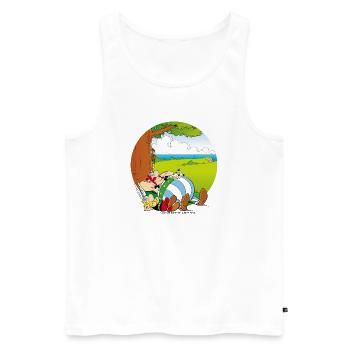 Asterix & Obelix Machen Siesta Mit Idefix - Männer Premium Bio Tank Top - Weiß - Vorne - Michal (187cm)
