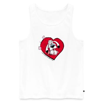 Asterix & Obelix - Idefix Mit Herz - Männer Premium Bio Tank Top - Weiß - Vorne - Michal (187cm)