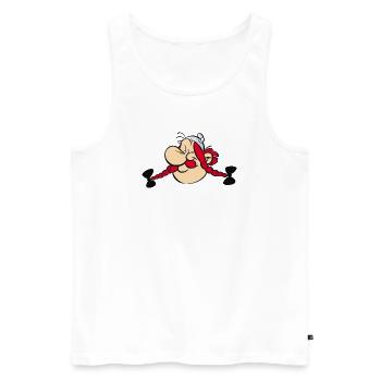 Asterix & Obelix - Obelix Gesicht - Männer Premium Bio Tank Top - Weiß - Vorne - Michal (187cm)