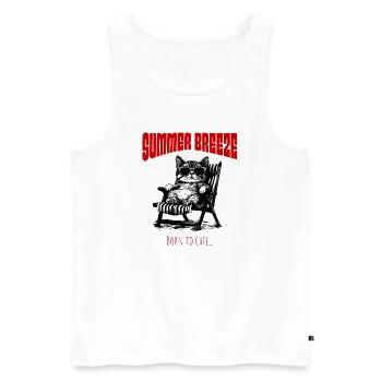 Summer Breeze - Entspannte Katze im Sonnenstuhl - Männer Premium Bio Tank Top - Weiß - Vorne - Michal (187cm)
