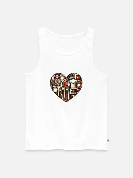 Küchenliebe Herz - Männer Premium Bio Tank Top - Weiß