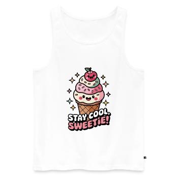 Bleib cool, Süßer! - Männer Premium Bio Tank Top - Weiß - Vorne - Michal (187cm)